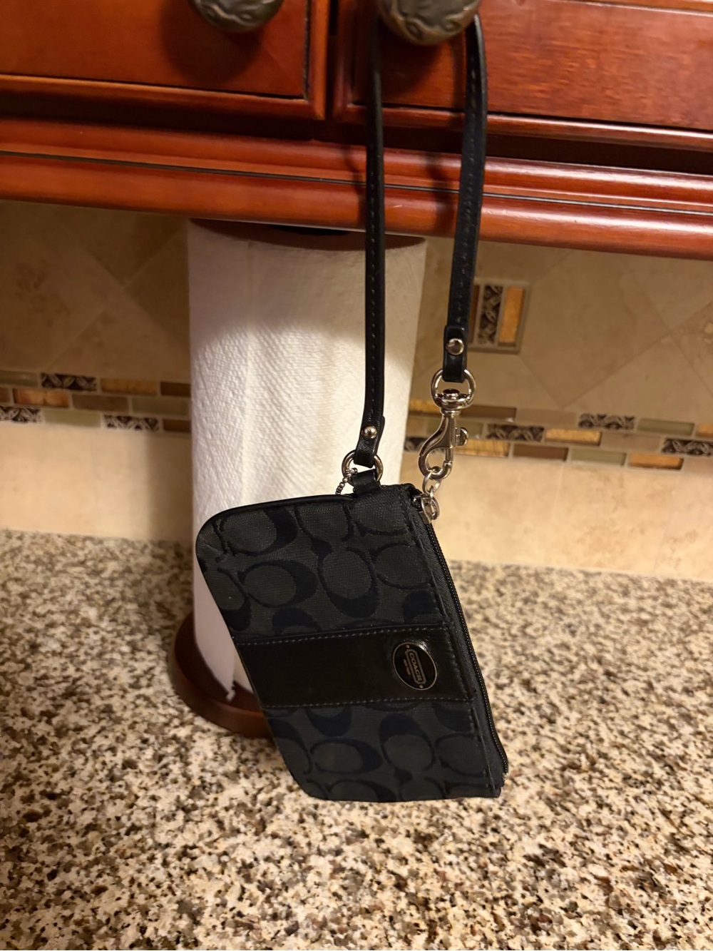 Coach Black Signature Canvas Crossbody Phone Wallet